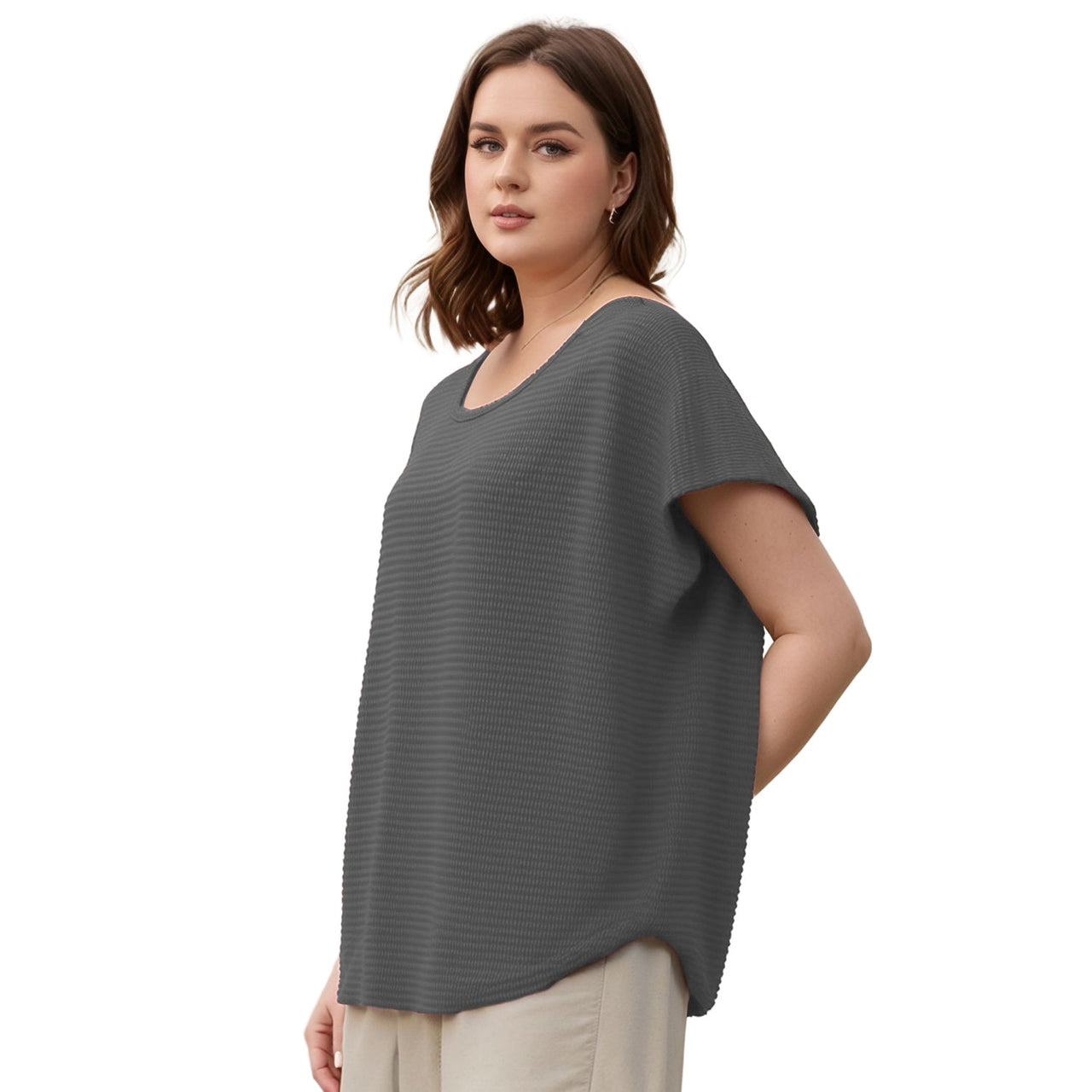 Pleione Plus Size Women's Textured Short Sleeve Top