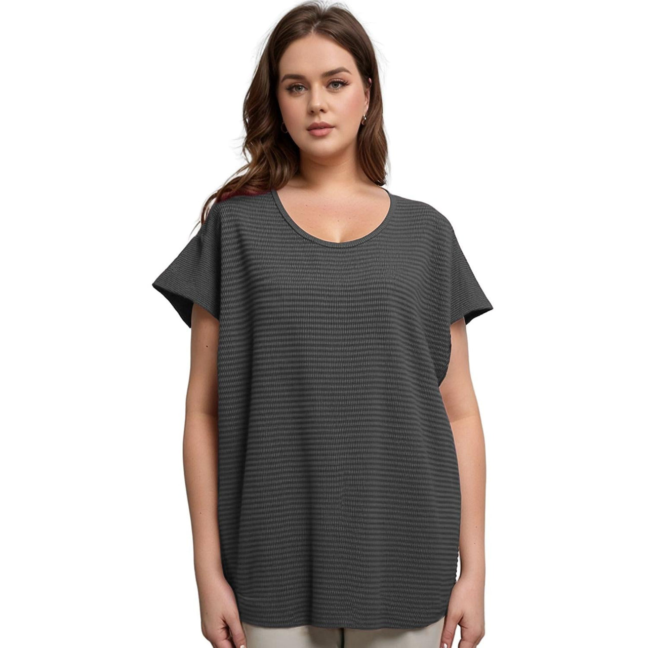 Pleione Plus Size Women's Textured Short Sleeve Top
