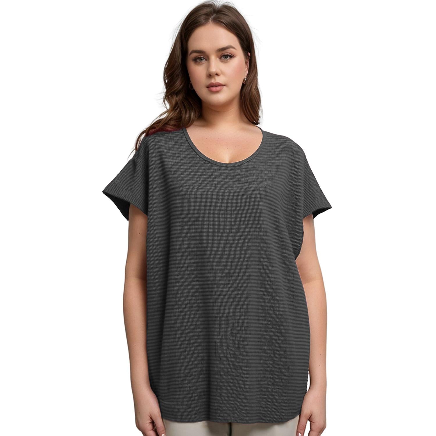 Pleione Plus Size Women's Textured Short Sleeve Top
