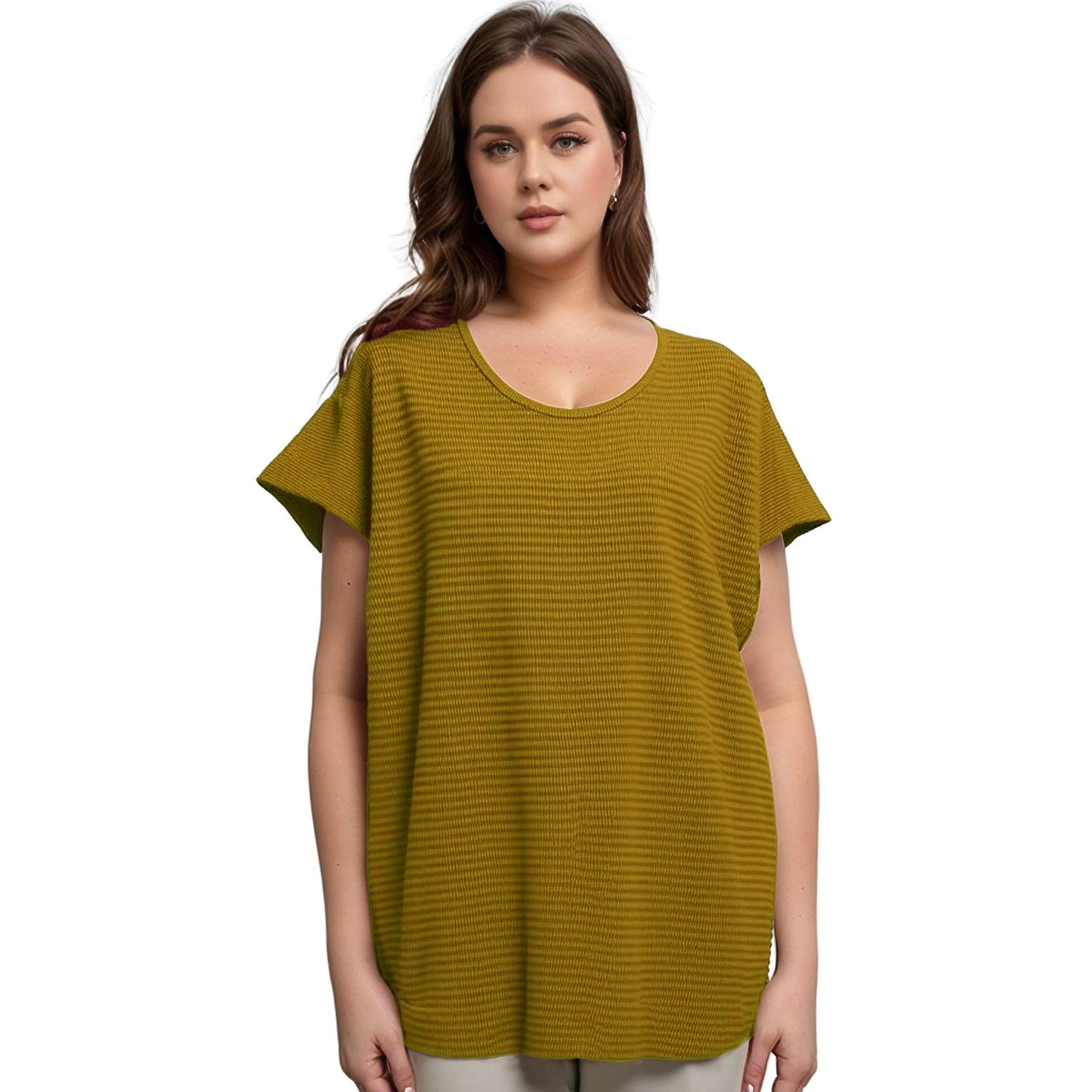 Pleione Plus Size Women's Textured Short Sleeve Top