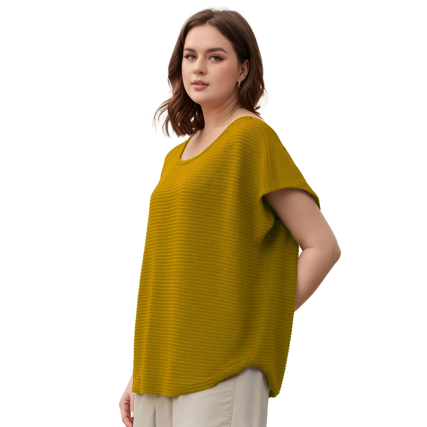 Pleione Plus Size Women's Textured Short Sleeve Top