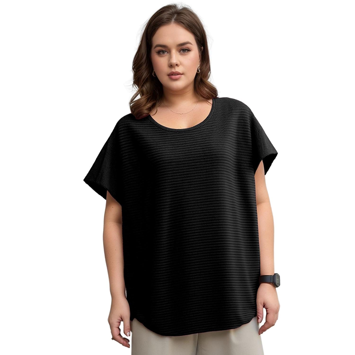 Pleione Plus Size Women's Textured Short Sleeve Top