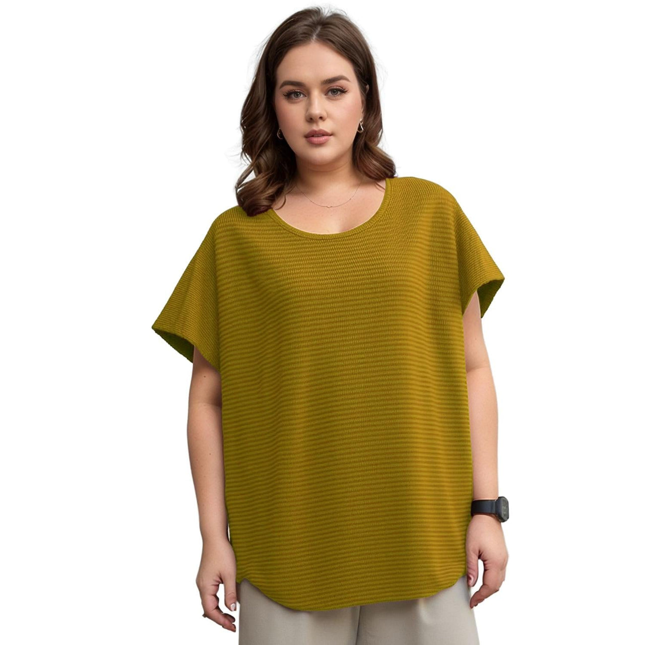 Pleione Plus Size Women's Textured Short Sleeve Top