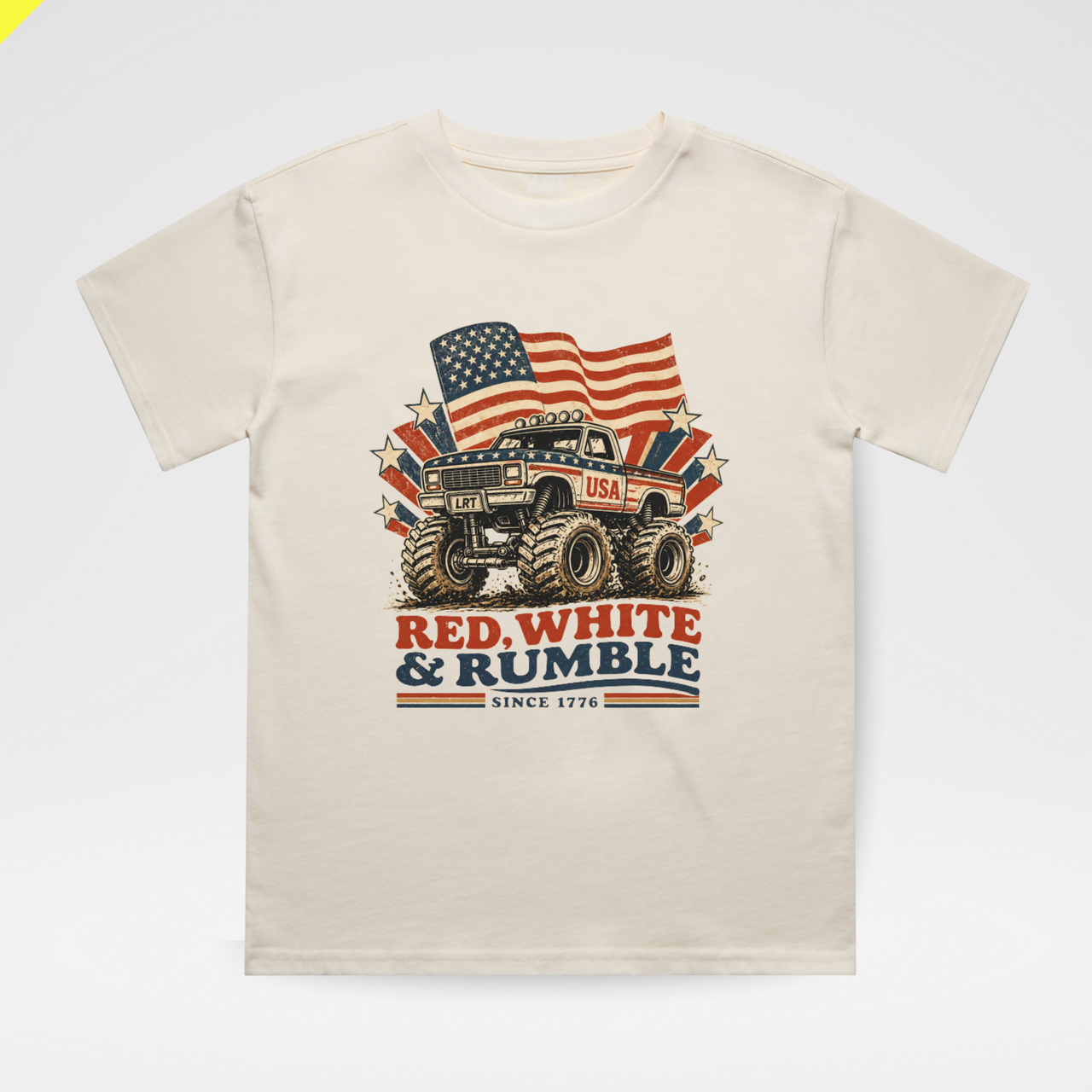 RED WHITE AND RUMBLE TEE - VINTAGE CREAM