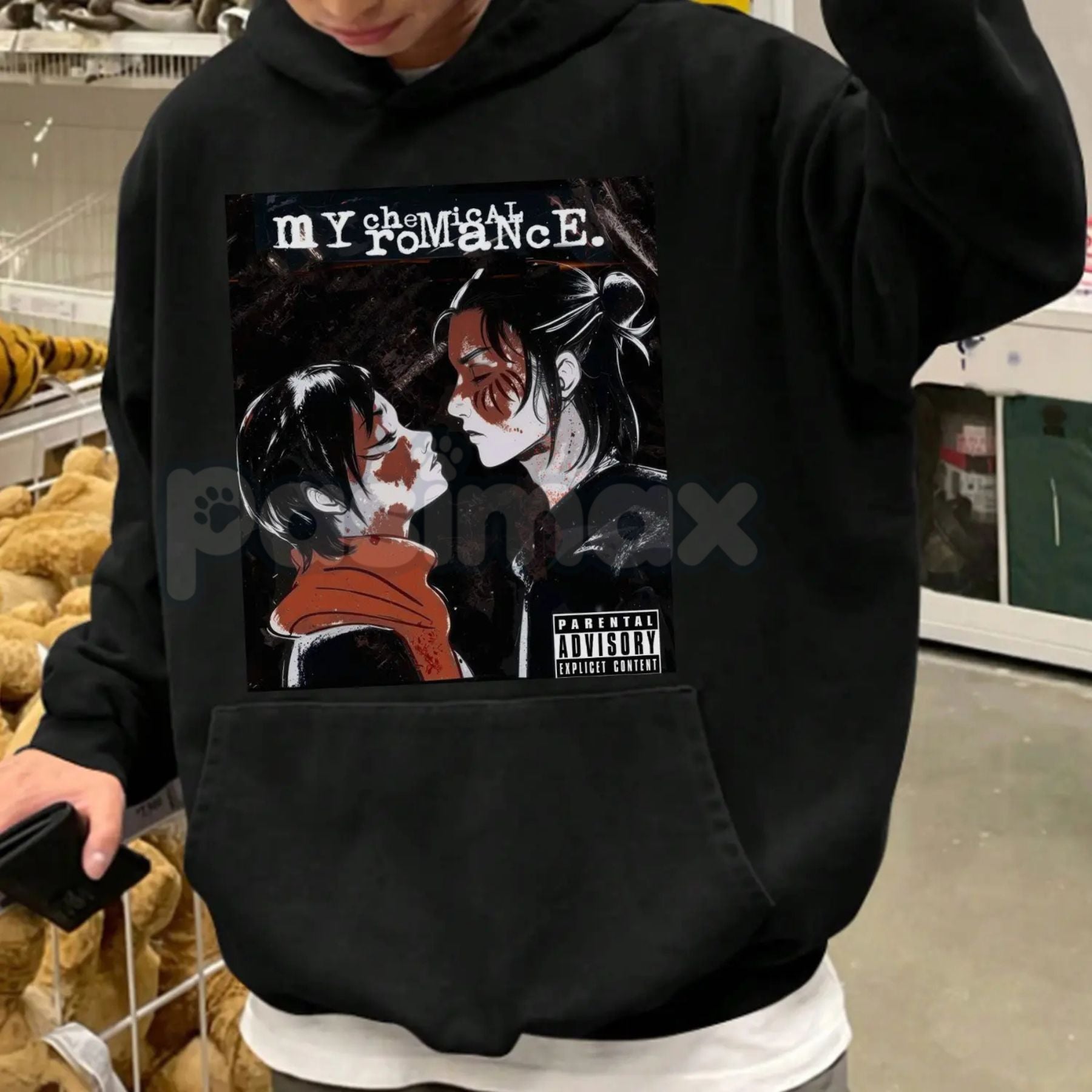 AOT Rock Band Album Cover Hoodie – Anime Mashup Streetwear, Attack on Titan Heavy Metal Pullover, Unisex