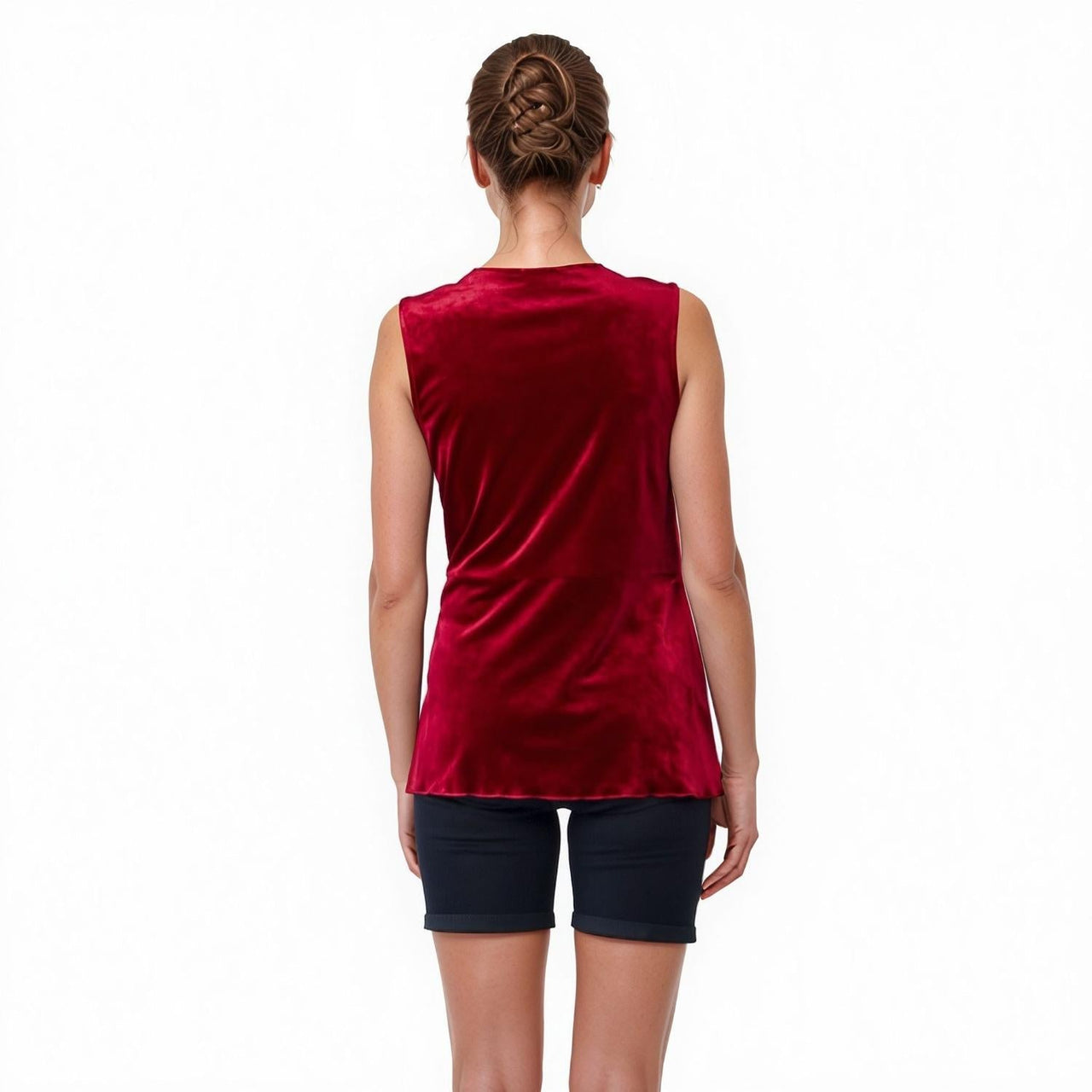 Pleione Women's Velvet Twist Front Sleeveless Top