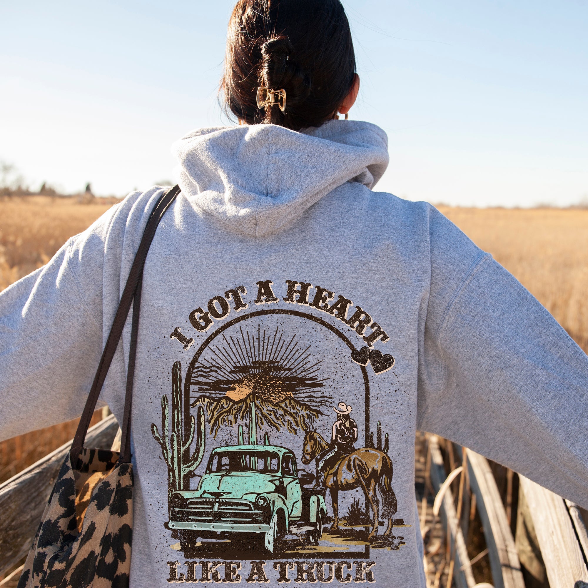 I Got A Heart Like A Truck Western Country Music Valentine Edition Hooded Sweatshirt