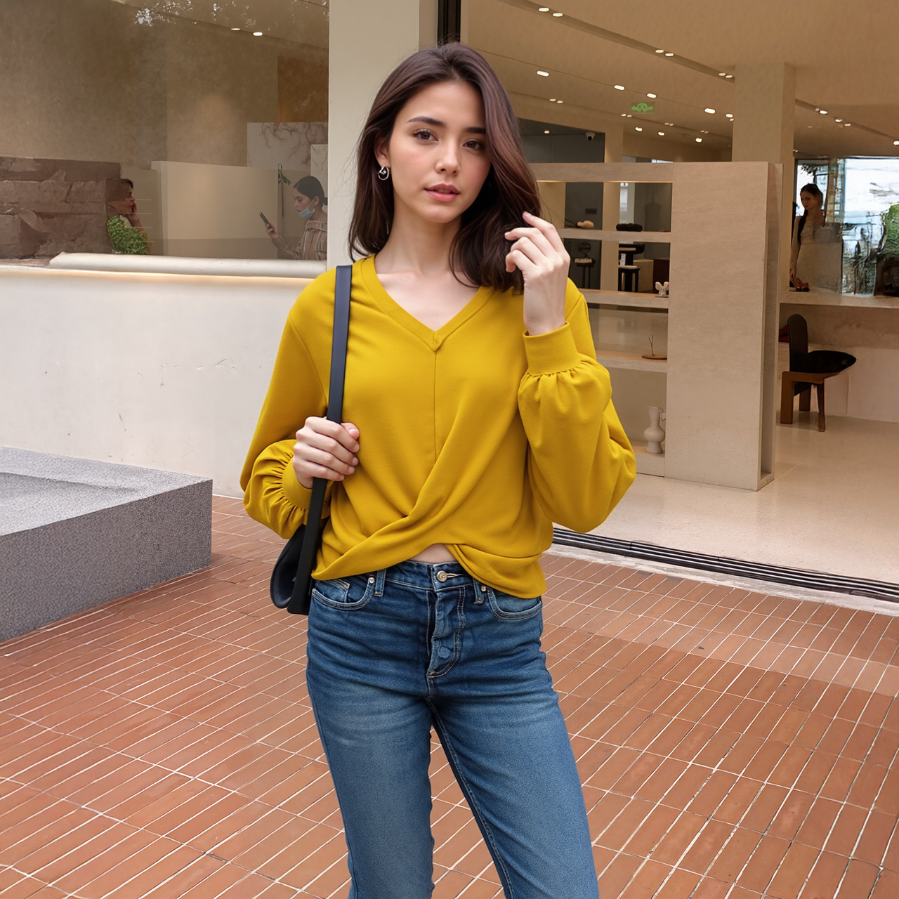 Women's V-Neck Wrap Front Sweatshirt