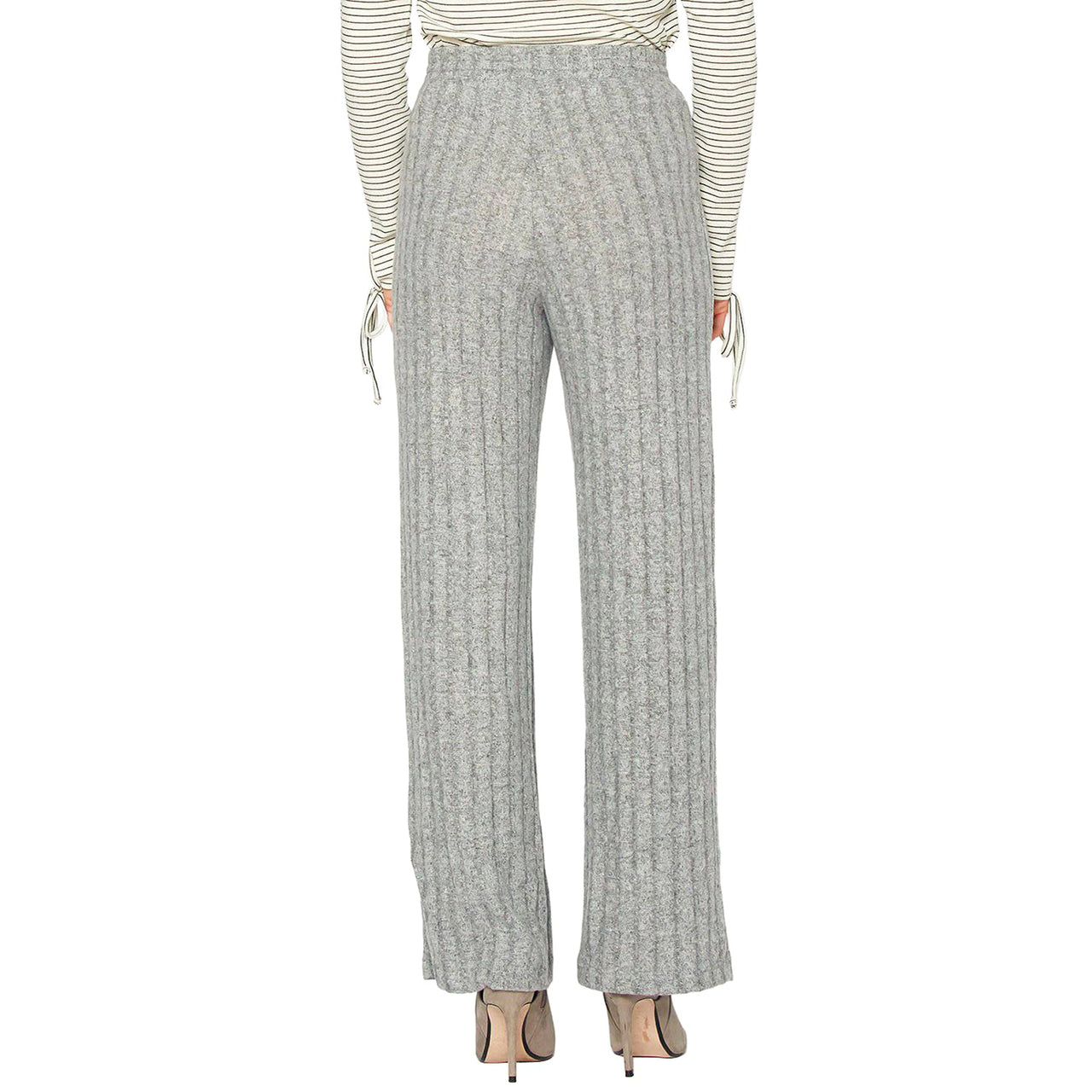Pleione Women's High Waist Ribbed Knit Straight Pants