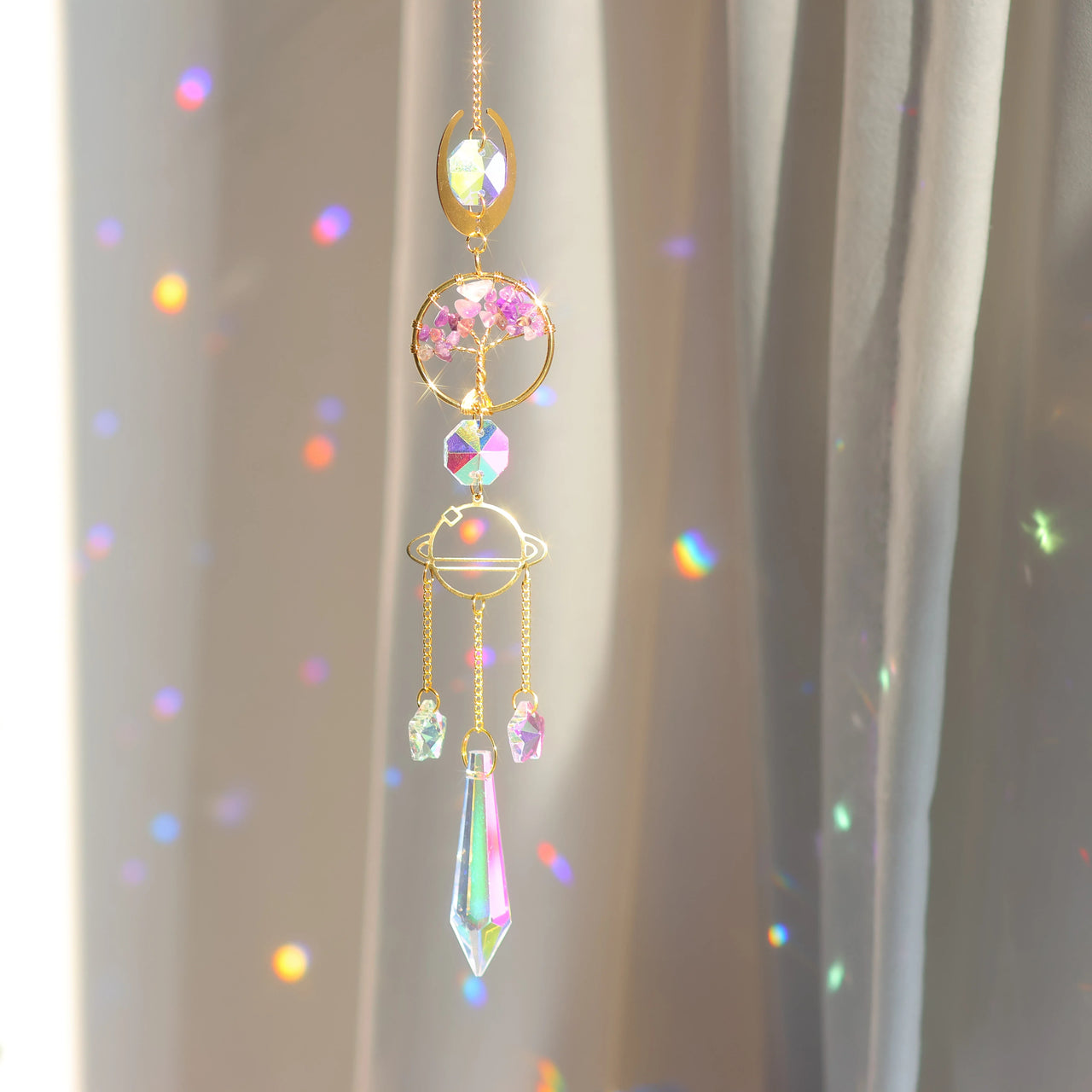 Tree of Life Crystal Pendant Sun Catcher Indoor and Outdoor Rainbow Home Garden Window Christmas Tree Wedding Decoration