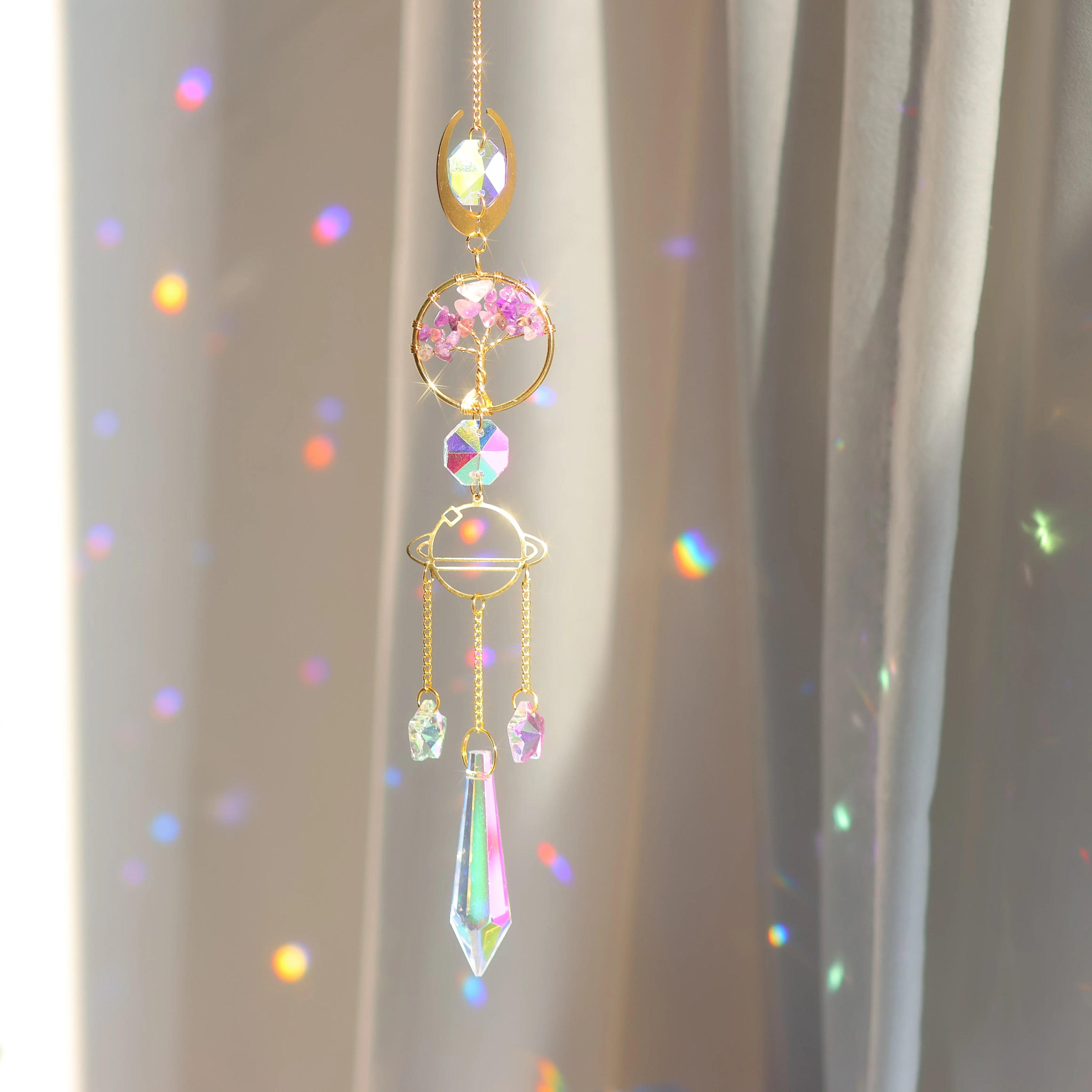 Tree of Life Crystal Pendant Sun Catcher Indoor and Outdoor Rainbow Home Garden Window Christmas Tree Wedding Decoration