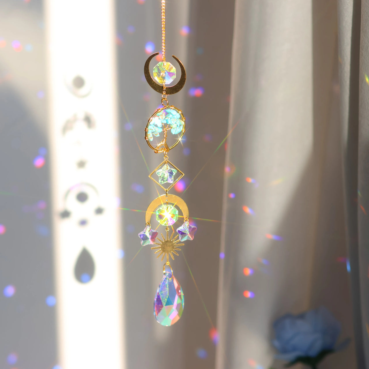 Tree of Life Crystal Pendant Sun Catcher Indoor and Outdoor Rainbow Home Garden Window Christmas Tree Wedding Decoration