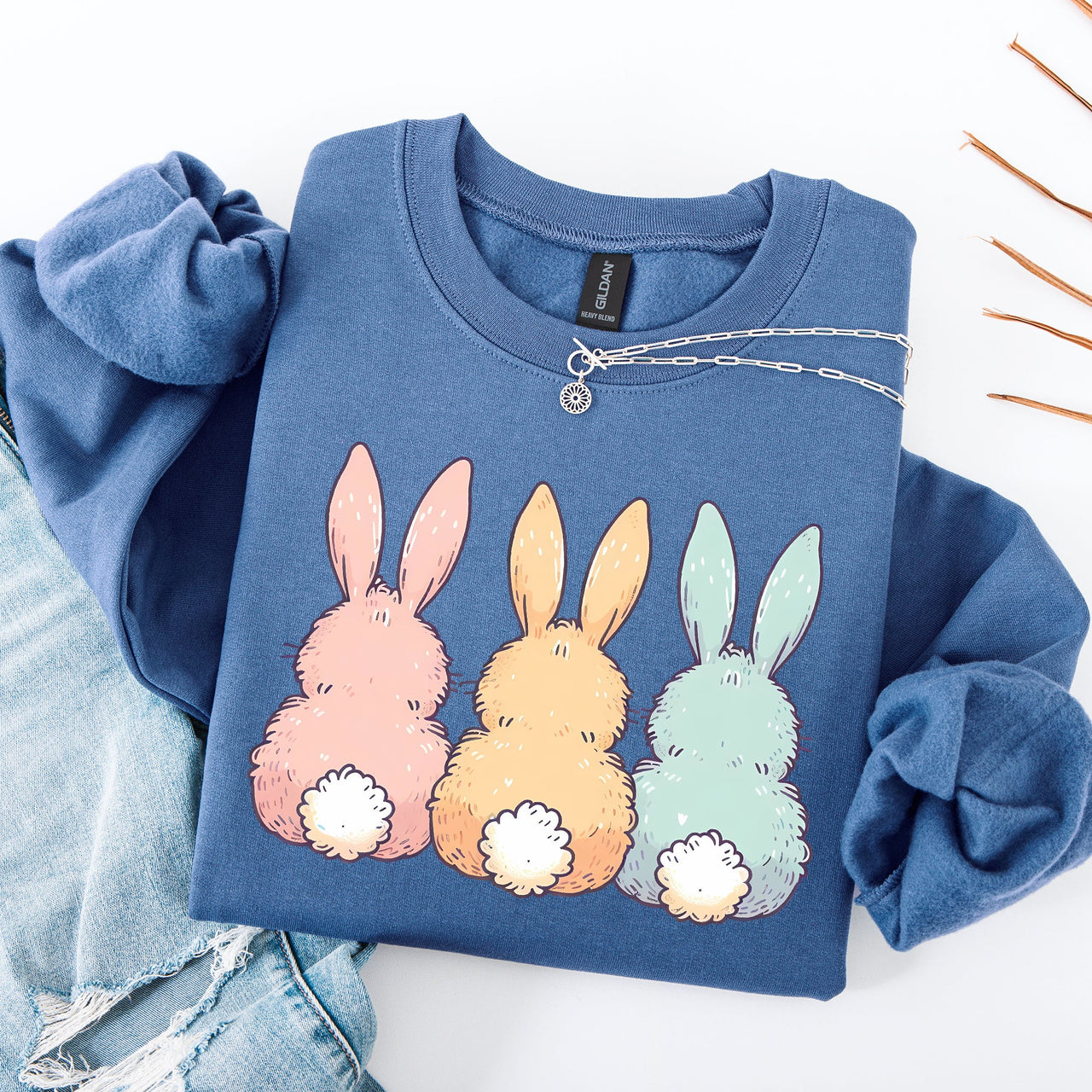 Adorable Bunnies In A Row Easter Jesus Rabbit Holiday Celebration Edition Graphic Sweatshirt