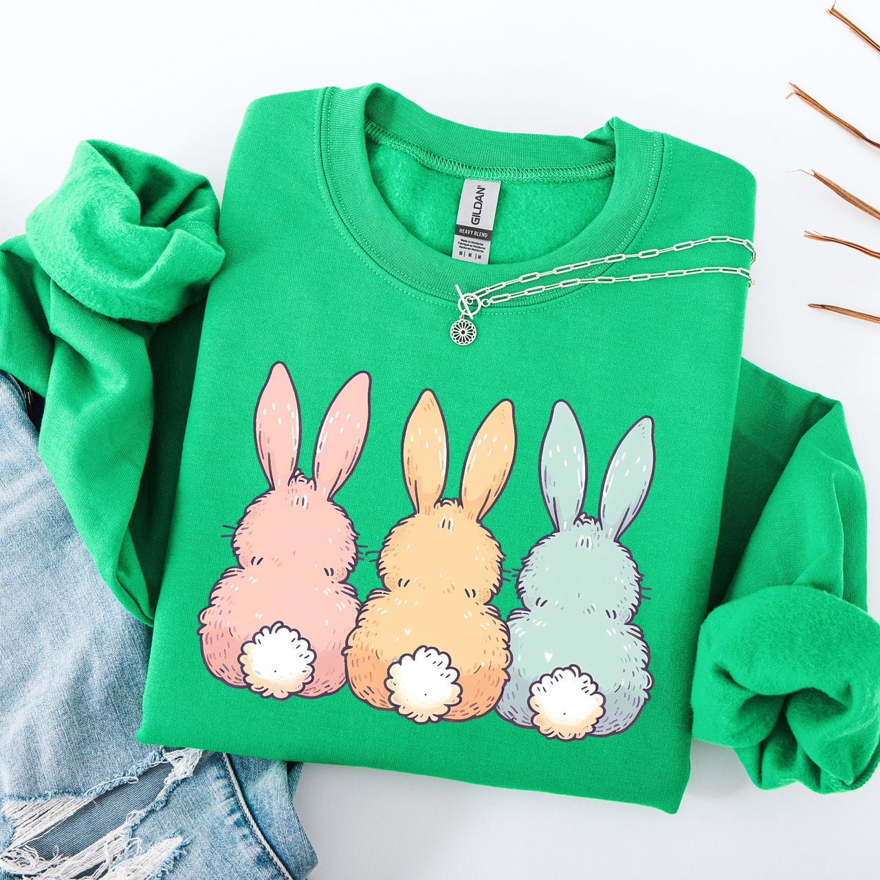 Adorable Bunnies In A Row Easter Jesus Rabbit Holiday Celebration Edition Graphic Sweatshirt