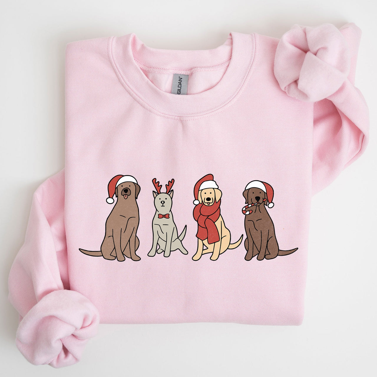 Adorable Christmas Dogs, Reindeer, Santa, Retro Xmas Festive Holiday Vibes Sweatshirt