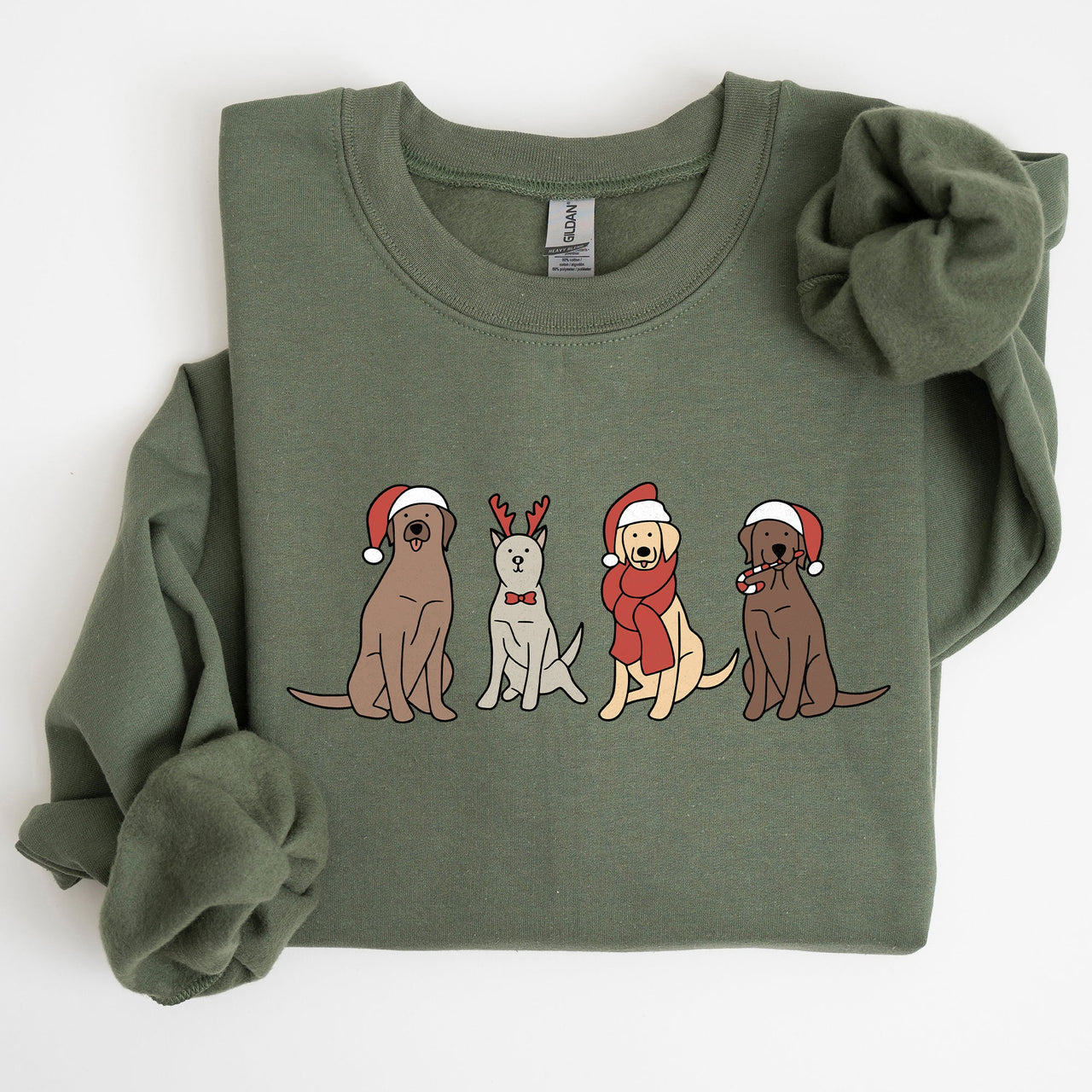 Adorable Christmas Dogs, Reindeer, Santa, Retro Xmas Festive Holiday Vibes Sweatshirt