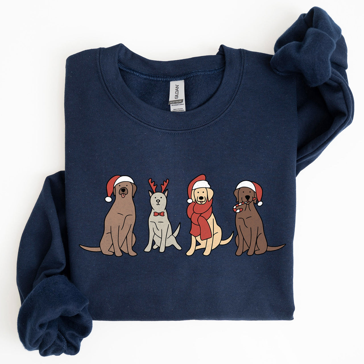 Adorable Christmas Dogs, Reindeer, Santa, Retro Xmas Festive Holiday Vibes Sweatshirt