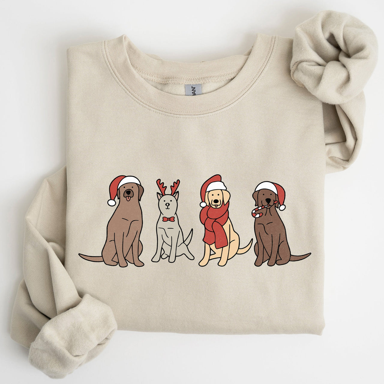 Adorable Christmas Dogs, Reindeer, Santa, Retro Xmas Festive Holiday Vibes Sweatshirt