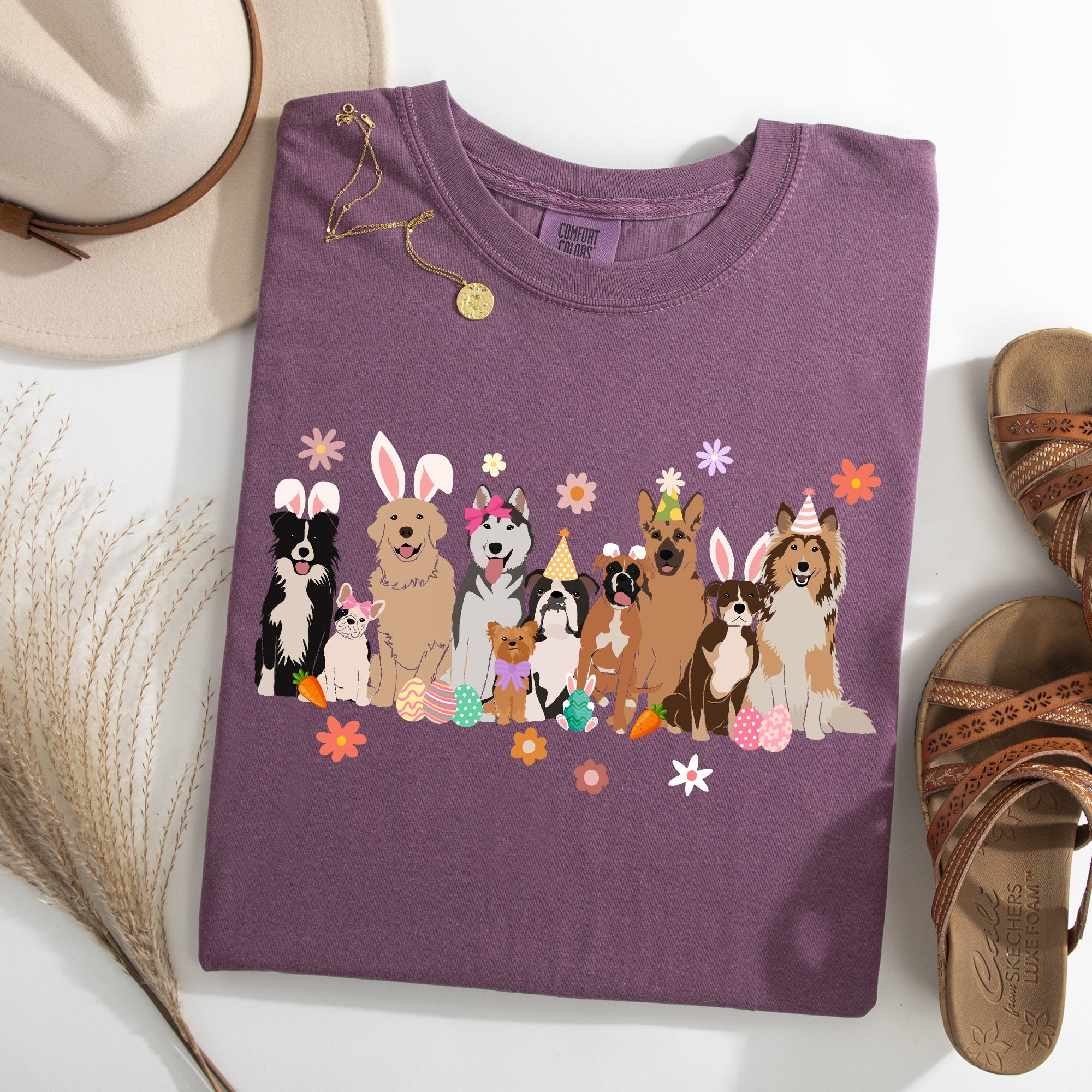 Adorable Dogs Easter Bunny Jesus Rabbit Holiday Collection Special Edition Comfort Colors Tee