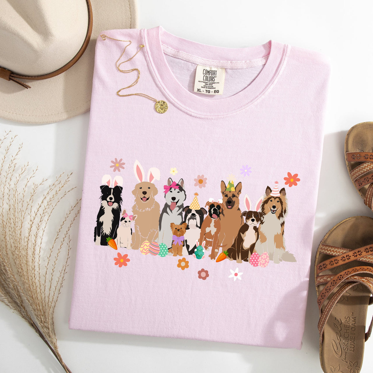Adorable Dogs Easter Bunny Jesus Rabbit Holiday Collection Special Edition Comfort Colors Tee