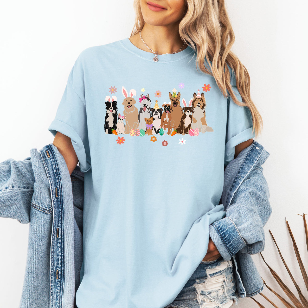 Adorable Dogs Easter Bunny Jesus Rabbit Holiday Collection Special Edition Comfort Colors Tee
