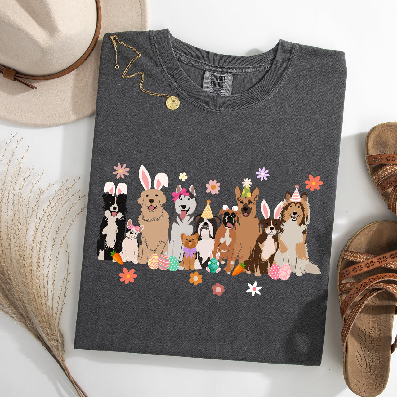 Adorable Dogs Easter Bunny Jesus Rabbit Holiday Collection Special Edition Comfort Colors Tee
