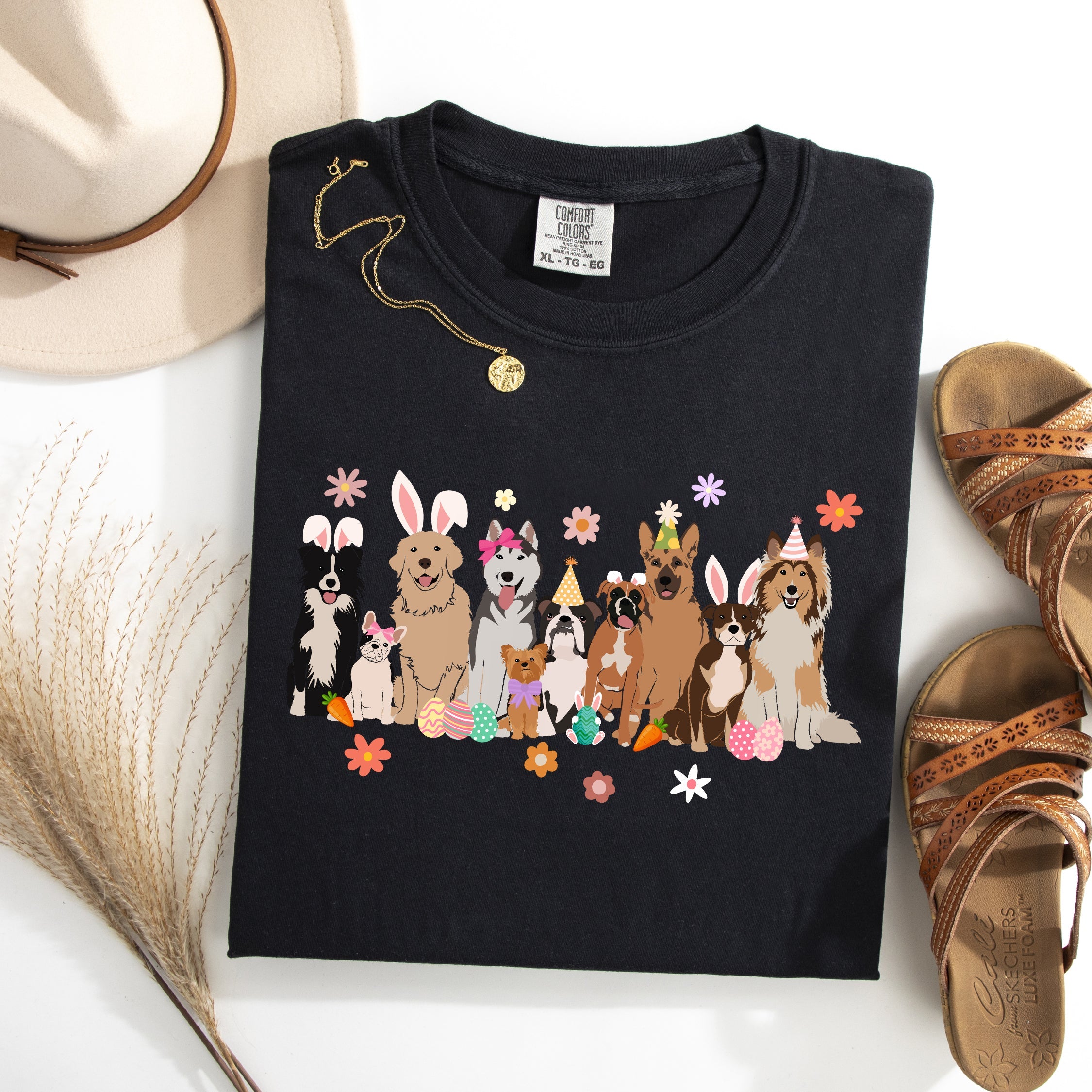 Adorable Dogs Easter Bunny Jesus Rabbit Holiday Collection Special Edition Comfort Colors Tee