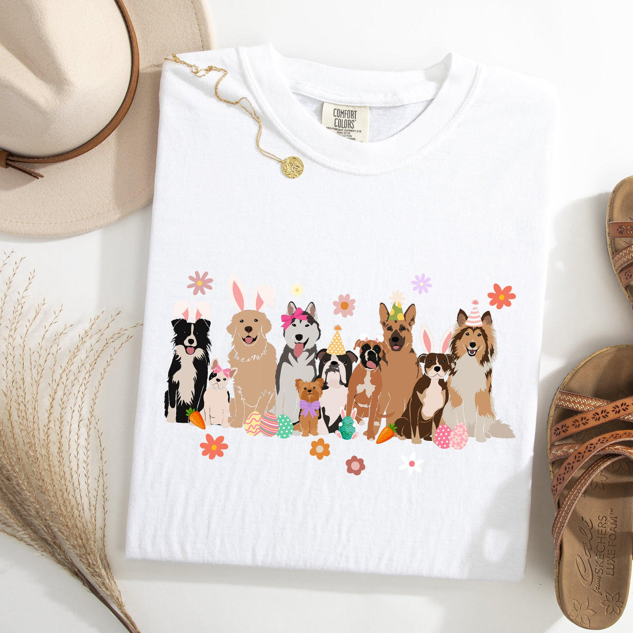 Adorable Dogs Easter Bunny Jesus Rabbit Holiday Collection Special Edition Comfort Colors Tee