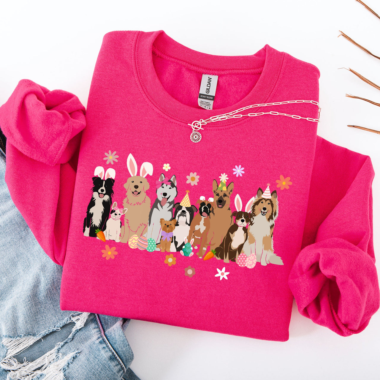 Adorable Dogs Easter Bunny Jesus Rabbit Holiday Cheer Edition Deluxe Cozy Fit Sweatshirt