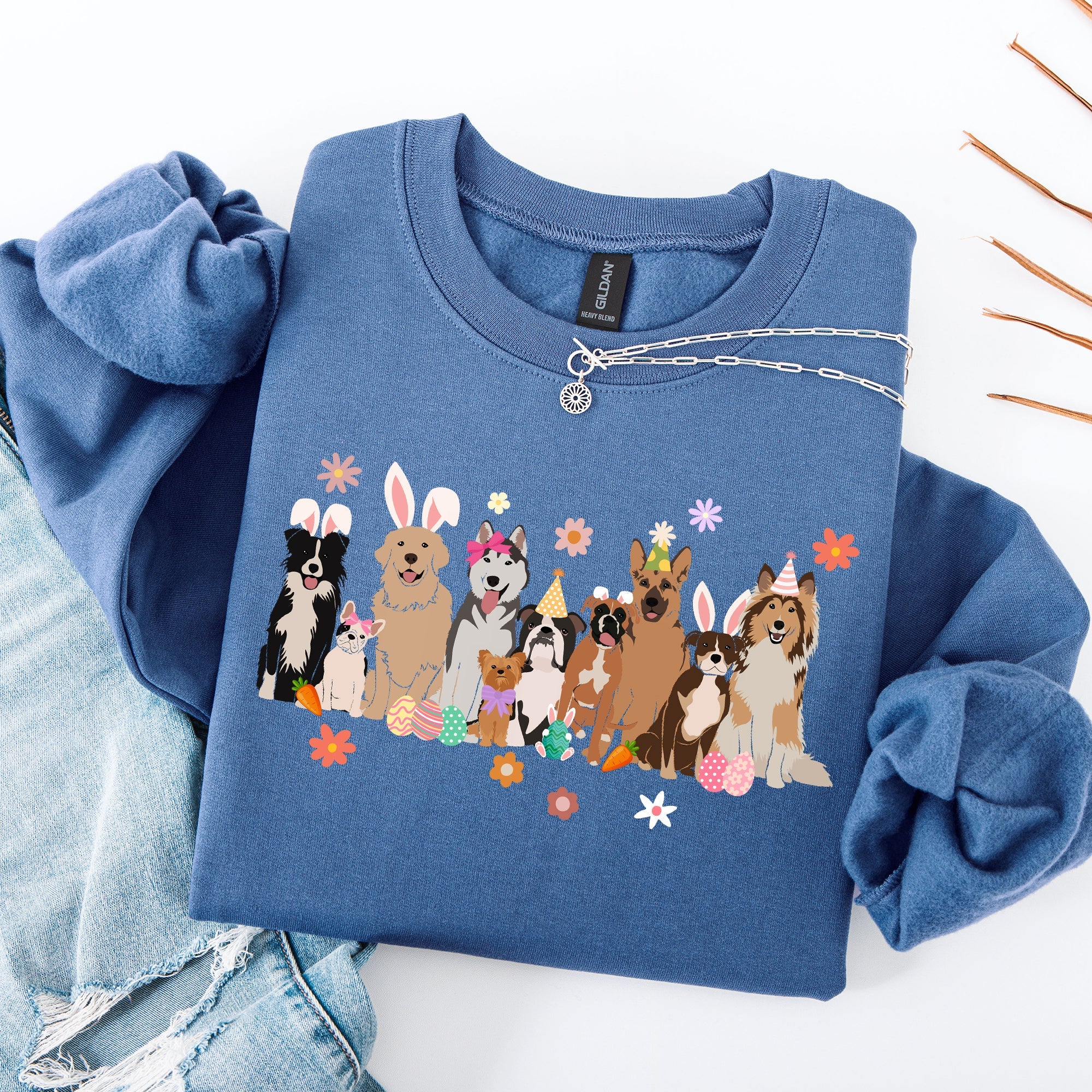 Adorable Dogs Easter Bunny Jesus Rabbit Holiday Cheer Edition Deluxe Cozy Fit Sweatshirt