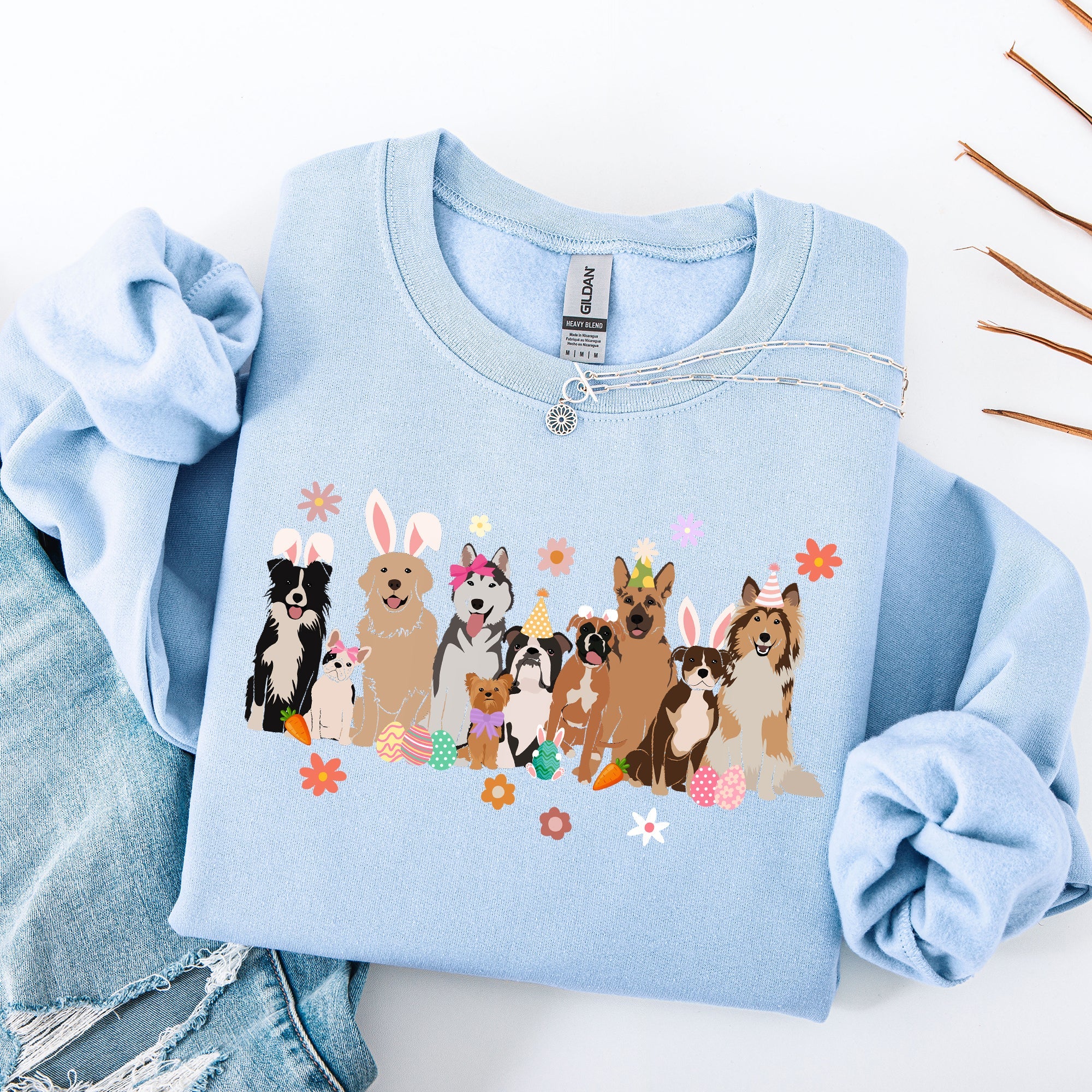 Adorable Dogs Easter Bunny Jesus Rabbit Holiday Cheer Edition Deluxe Cozy Fit Sweatshirt