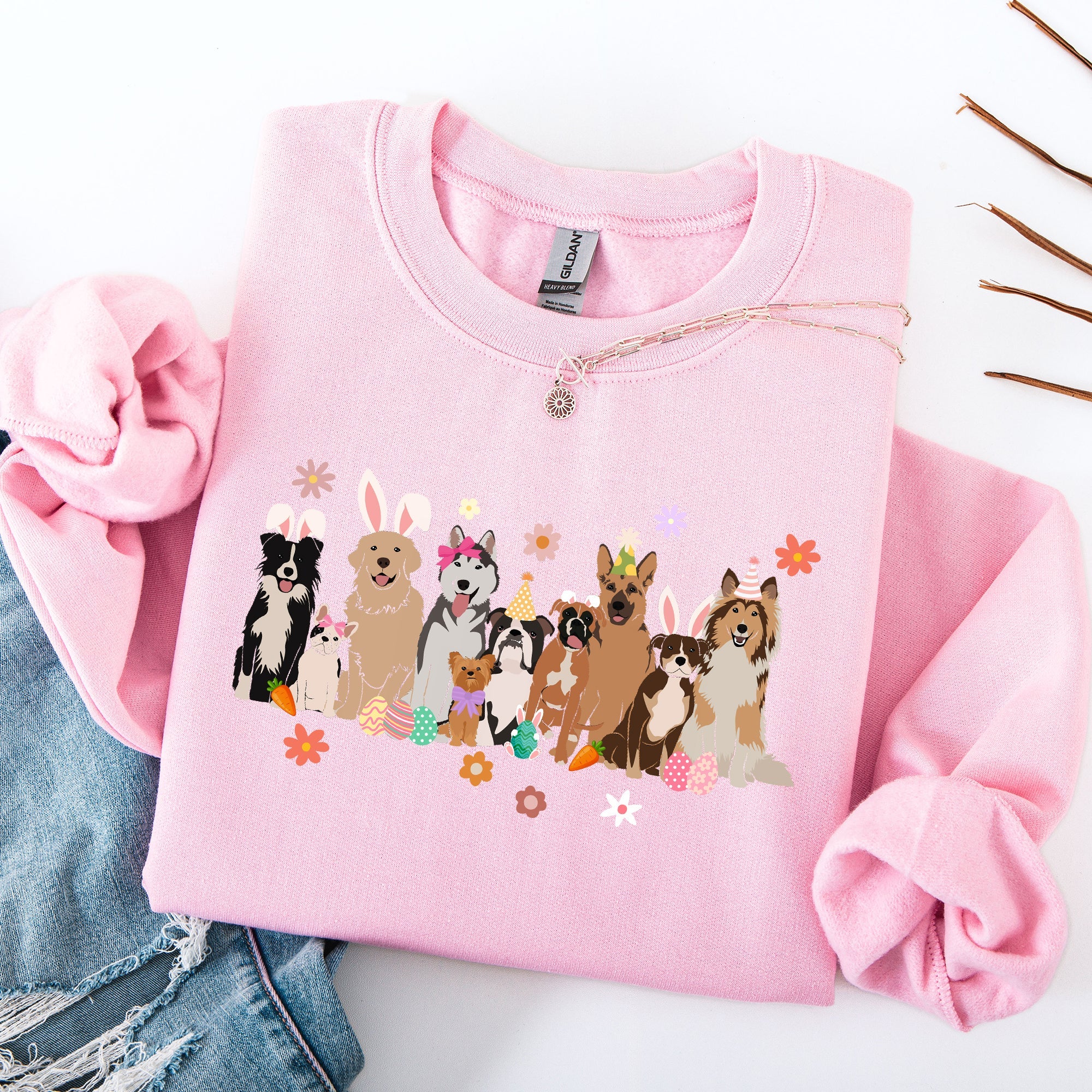Adorable Dogs Easter Bunny Jesus Rabbit Holiday Cheer Edition Deluxe Cozy Fit Sweatshirt