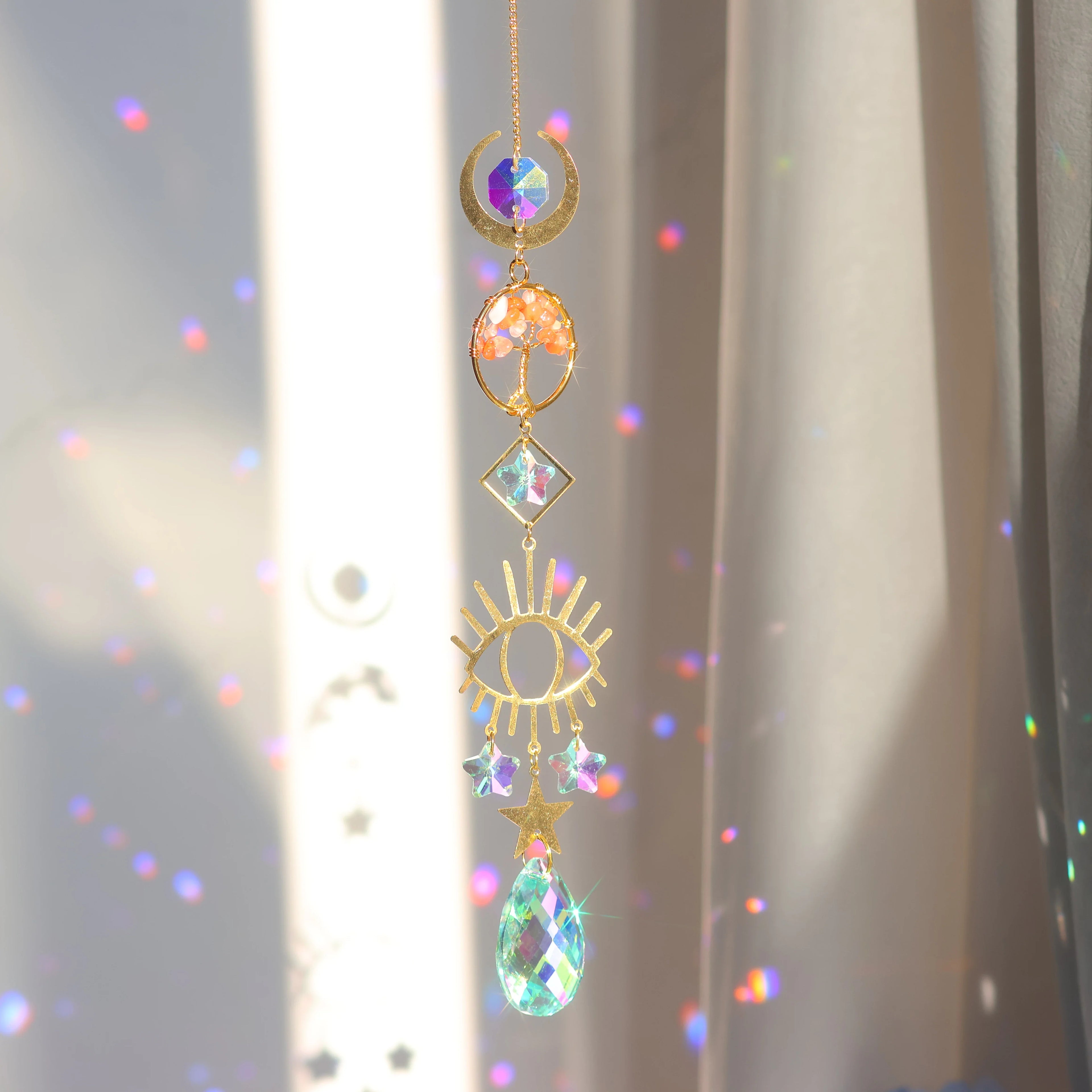 Tree of Life Crystal Pendant Sun Catcher Indoor and Outdoor Rainbow Home Garden Window Christmas Tree Wedding Decoration