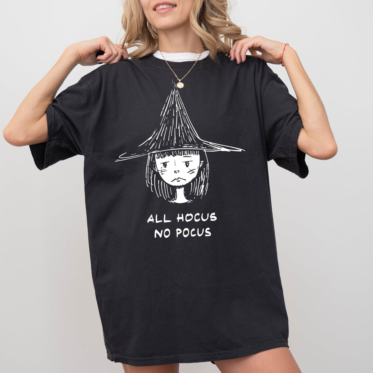 All Hocus No Pocus Witch Skeleton Halloween Spooky Meme Party Graphic Comfort Colors Tee