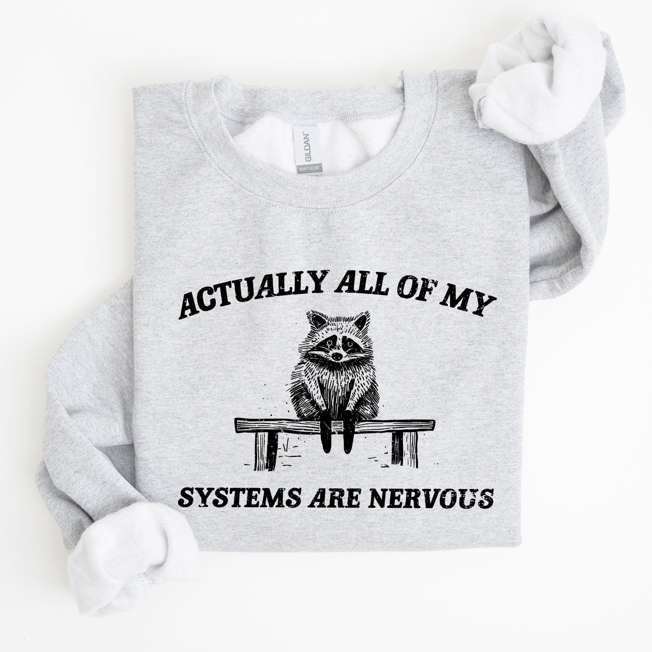 All Of My Systems Are Nervous Anxiety Raccoon Mental Health Expression Sweatshirt