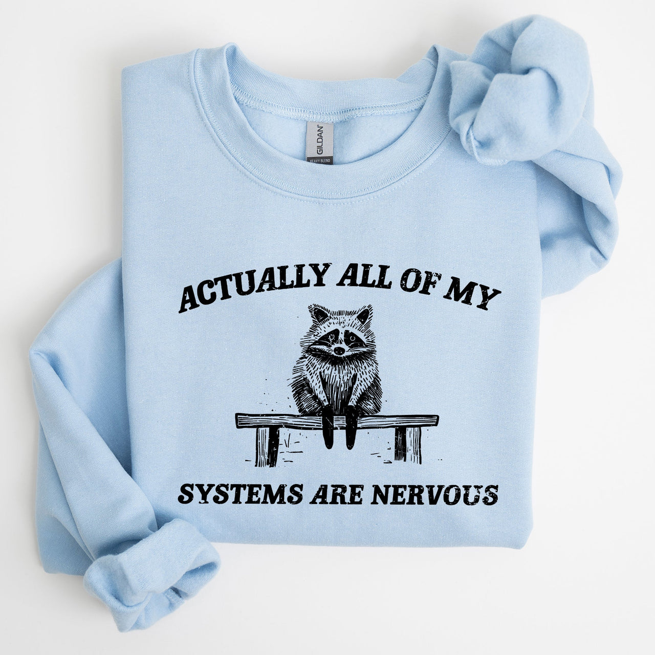 All Of My Systems Are Nervous Anxiety Raccoon Mental Health Expression Sweatshirt