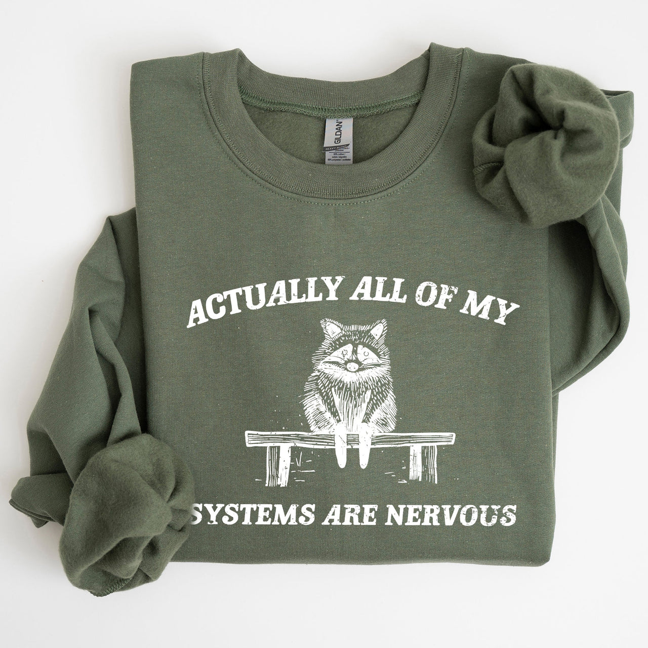 All Of My Systems Are Nervous Anxiety Raccoon Mental Health Expression Sweatshirt