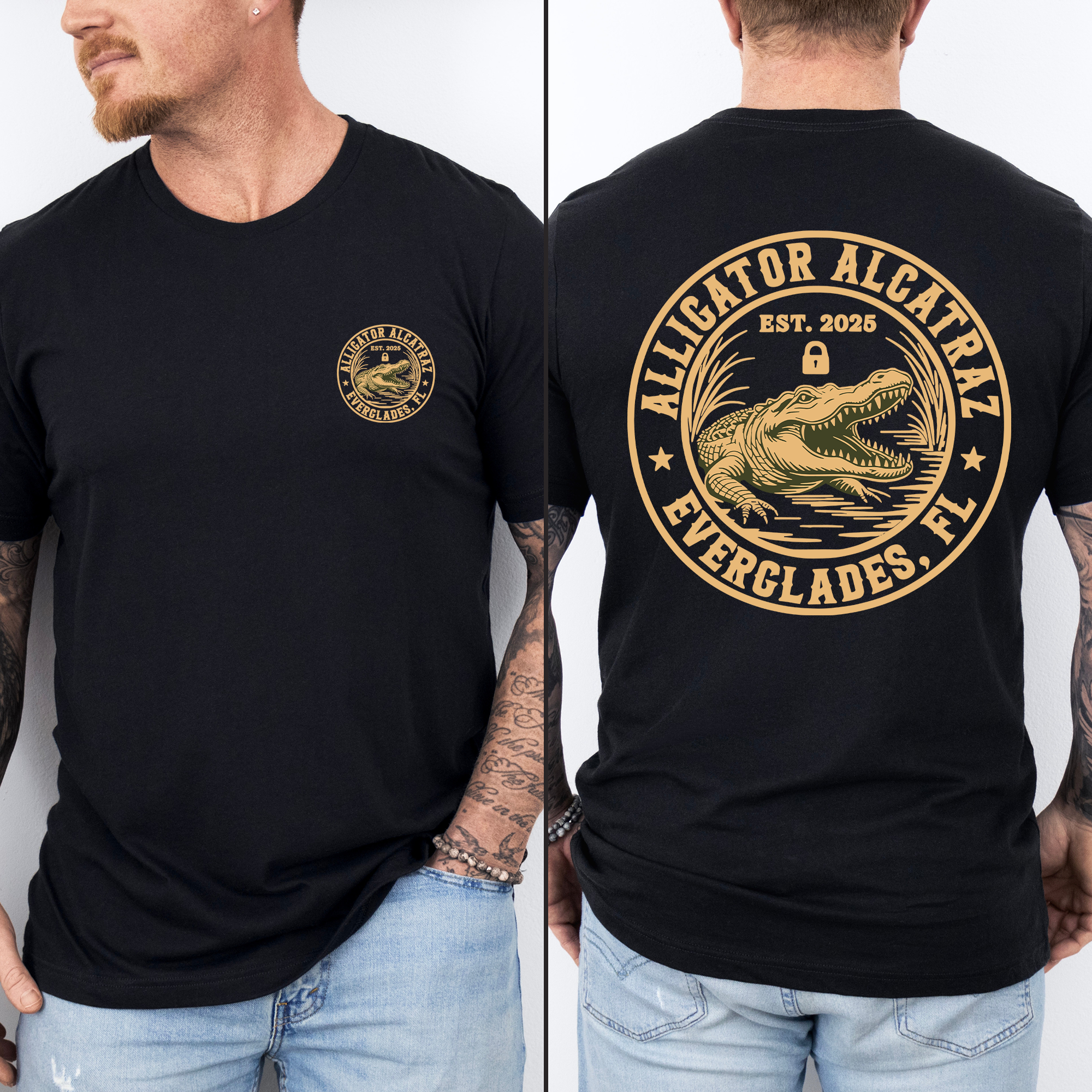 Alligator Alcatraz MAGA Florida Everglades Retro Front And Back Limited Edition Graphic Tee
