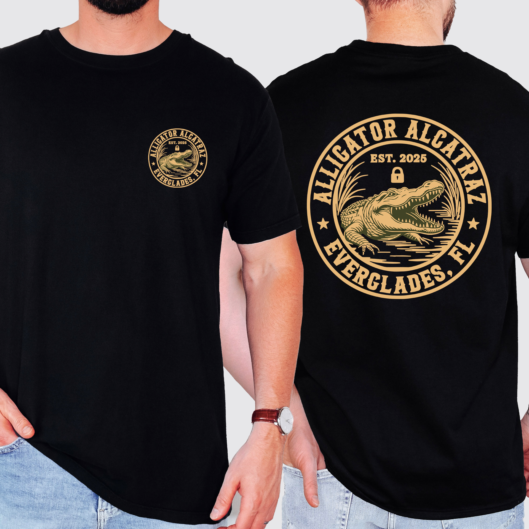 Alligator Alcatraz MAGA Florida Everglades Retro Front And Back Limited Edition Graphic Tee