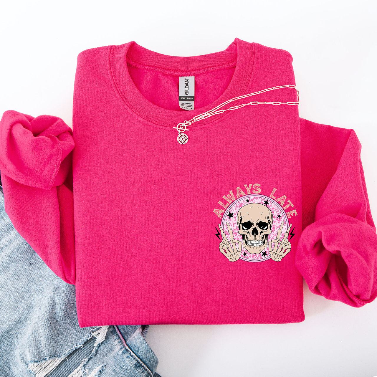 Always Late Skeleton Mood Vibe With A Playful Halloween Spirit And Cozy Pocket Detail Pocket Sweatshirt