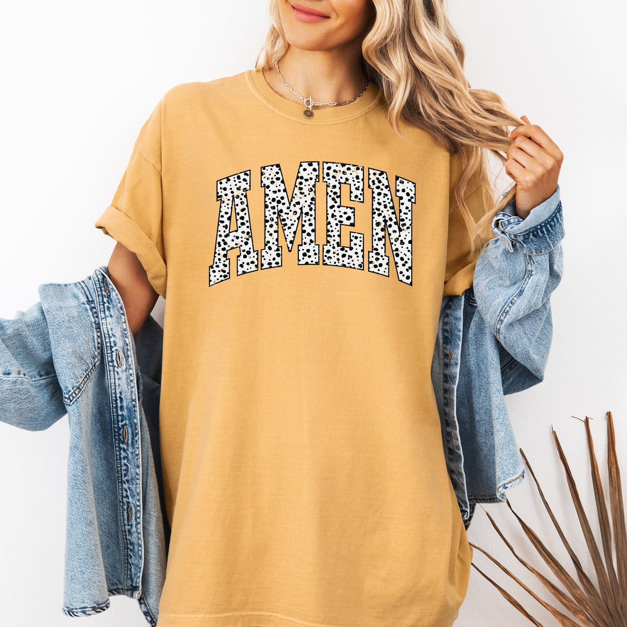 Amen Dalmatian Print Christian Jesus Gospel Faith Saved Inspirational Religious Apparel Comfort Colors Tee