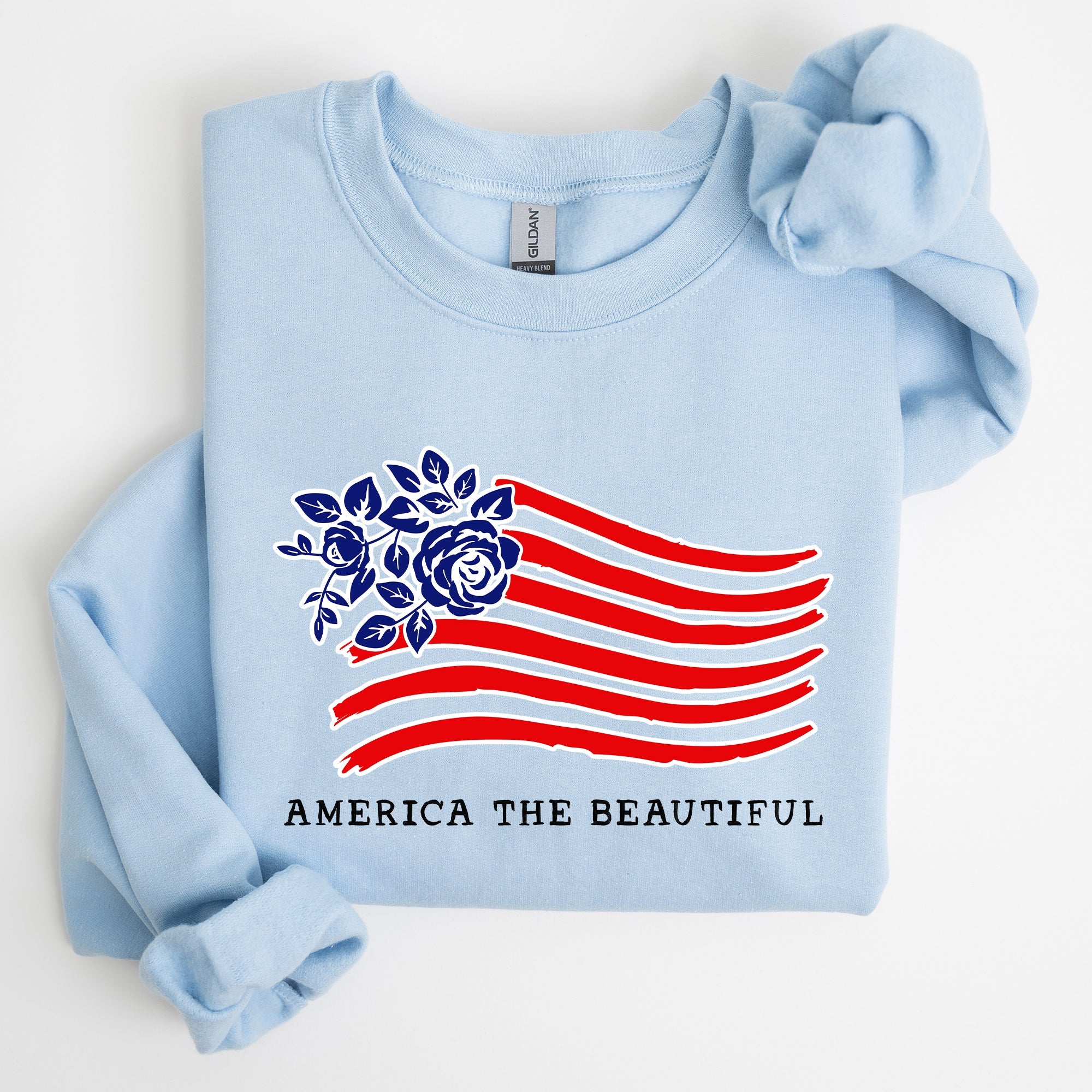 America The Beautiful Flower Flag Patriotic Floral Banner Emblem Design Sweatshirt