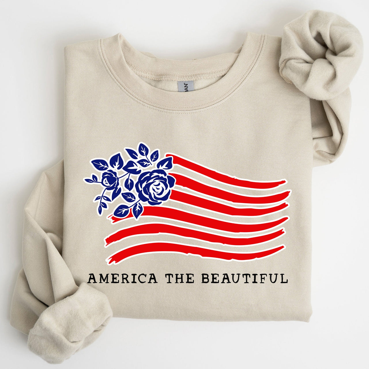 America The Beautiful Flower Flag Patriotic Floral Banner Emblem Design Sweatshirt