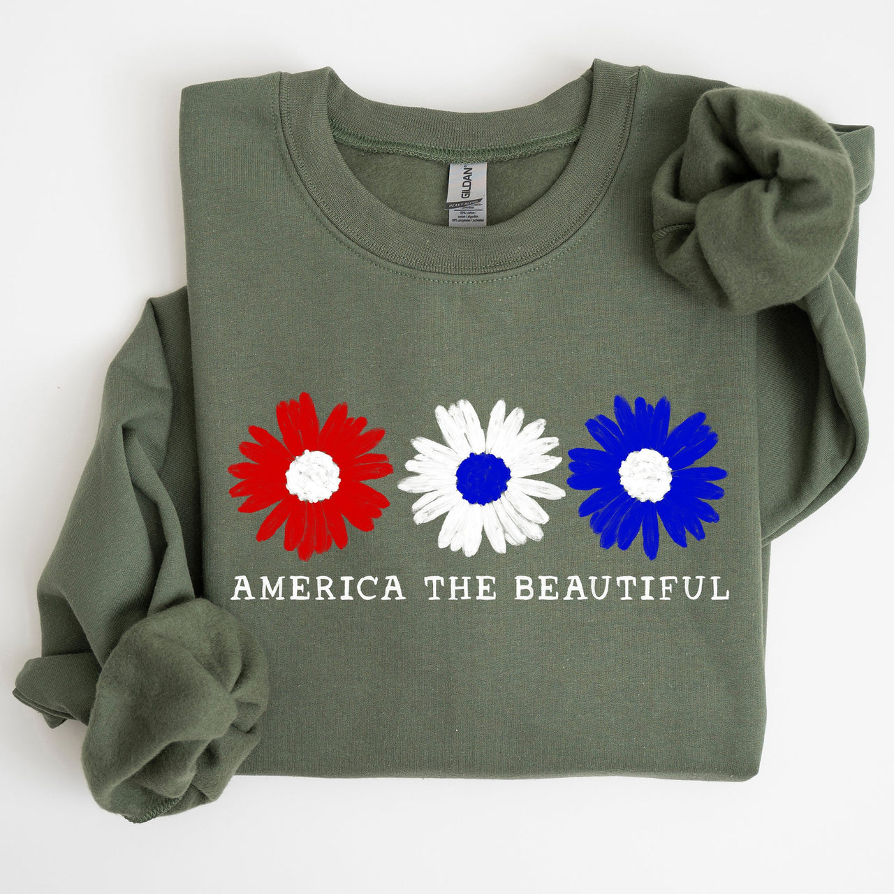 America The Beautiful Red White Blue Patriotic Pride Canvas Inspired Cozy Sweatshirt