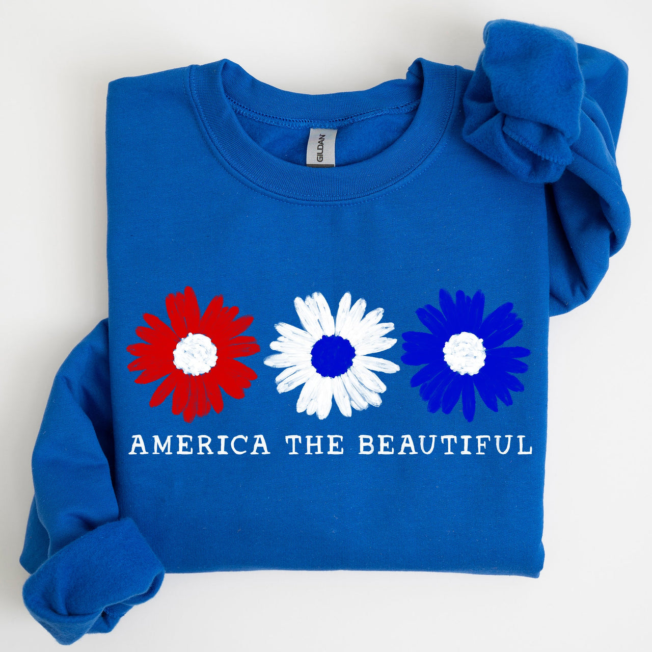 America The Beautiful Red White Blue Patriotic Pride Canvas Inspired Cozy Sweatshirt