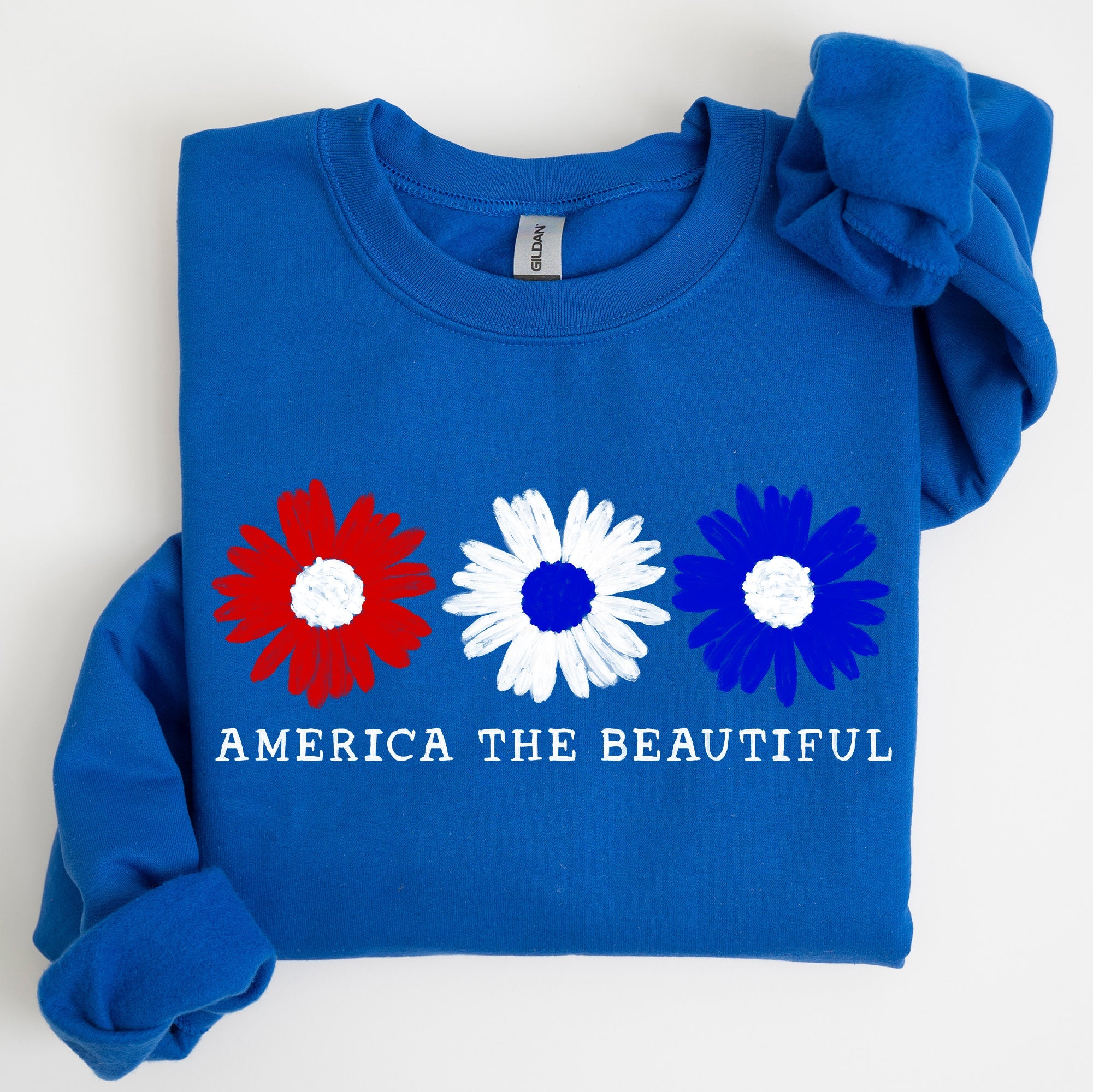 America The Beautiful Red White Blue Patriotic Pride Canvas Inspired Cozy Sweatshirt