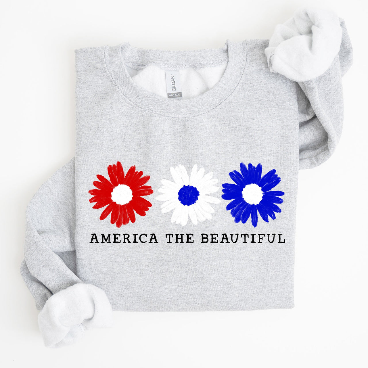 America The Beautiful Red White Blue Patriotic Pride Canvas Inspired Cozy Sweatshirt