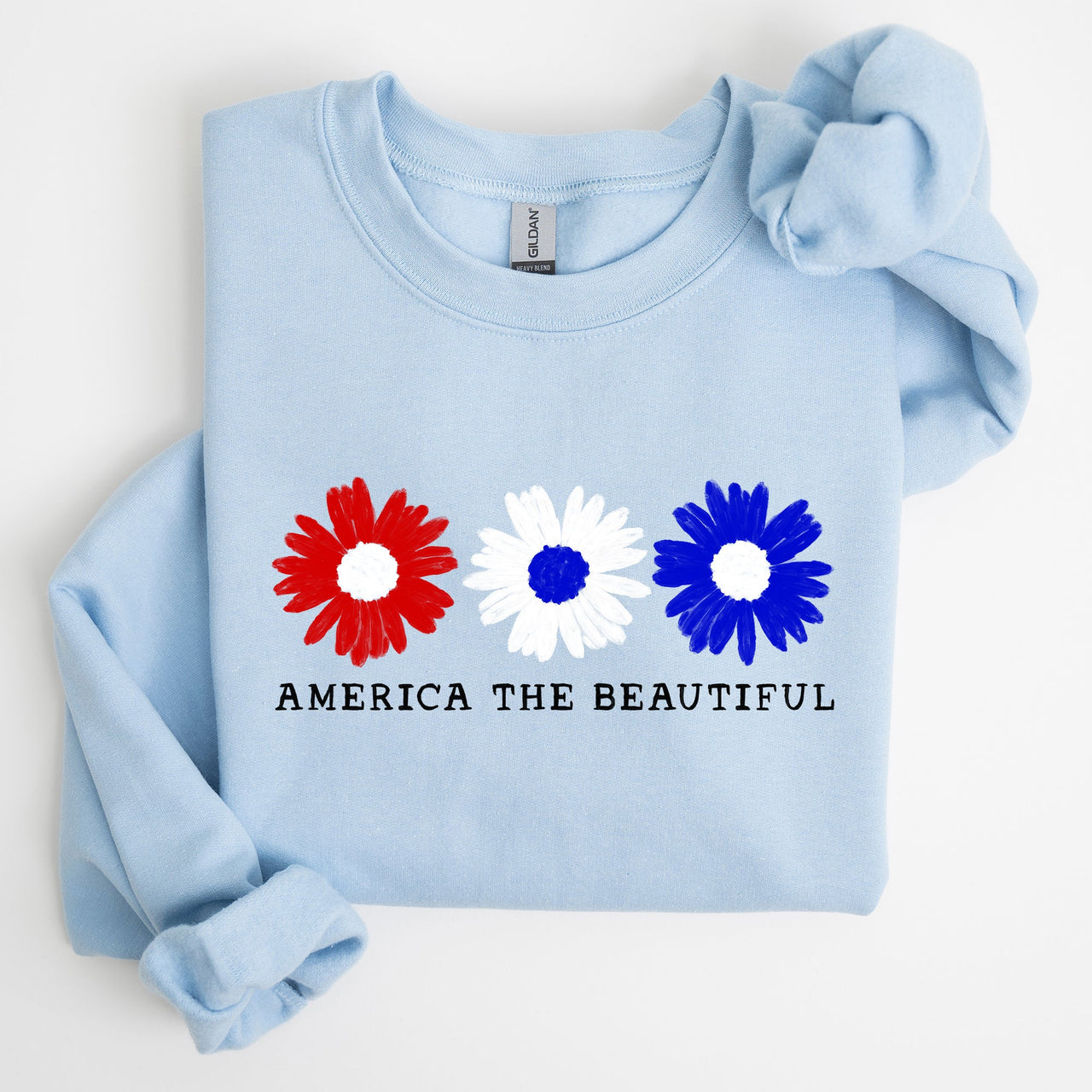 America The Beautiful Red White Blue Patriotic Pride Canvas Inspired Cozy Sweatshirt