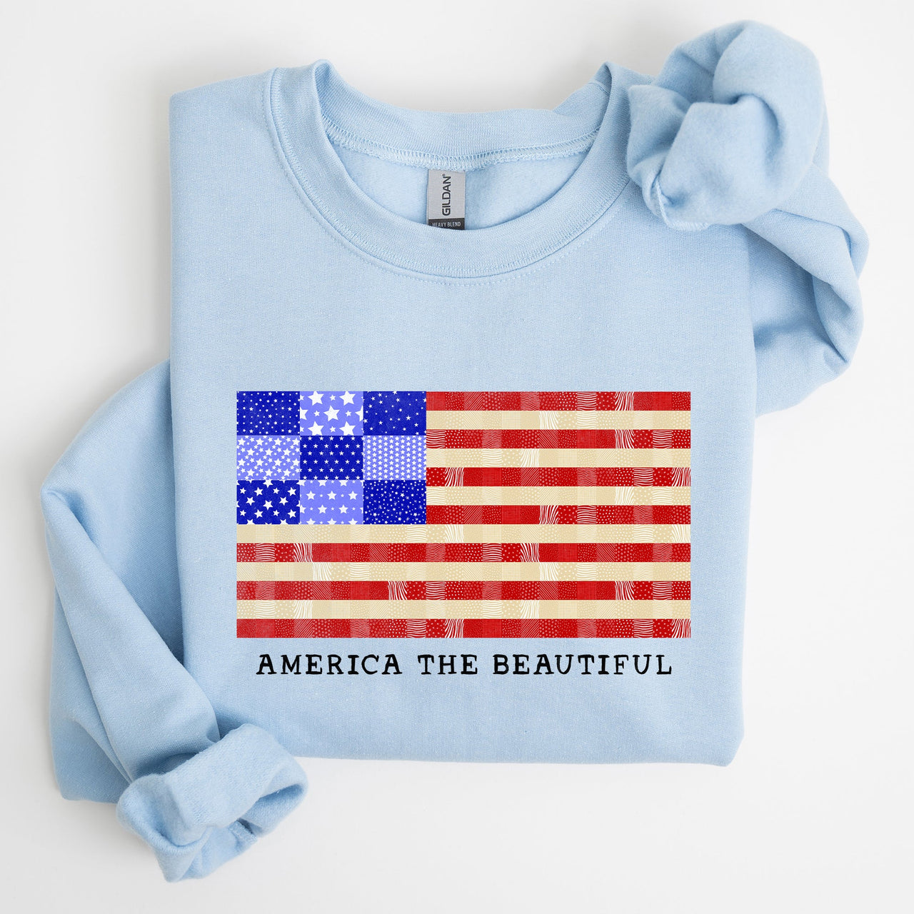 America The Beautiful Patchwork Quilt Flag Patriotic Americana Pride And Honor Sweatshirt