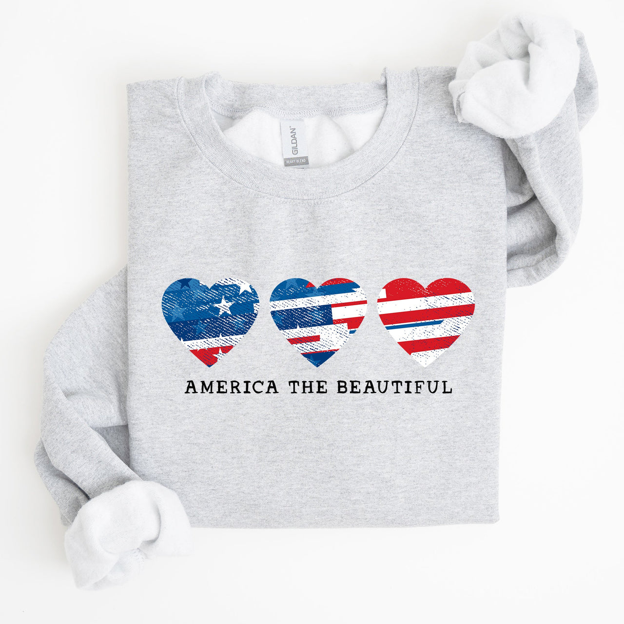 America The Beautiful Retro Hearts Patriotic Vintage American Pride Flag Inspired Sweatshirt
